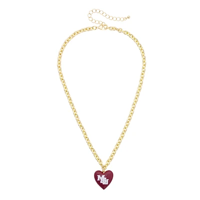 Women's CANVAS Style Mississippi State Bulldogs Heart Necklace