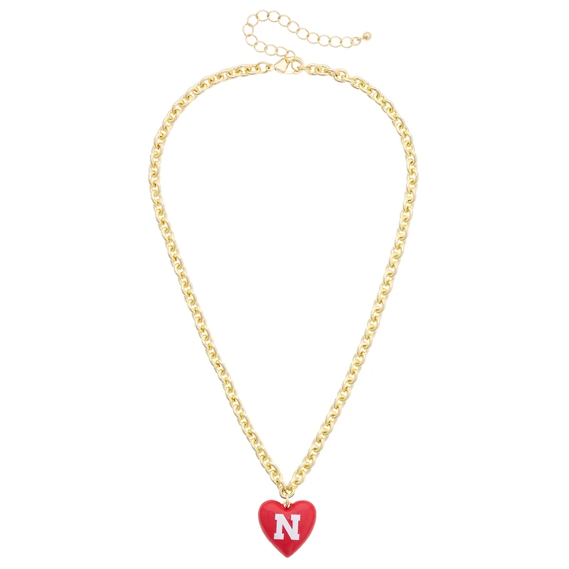 Women's CANVAS Style Nebraska Huskers Heart Necklace