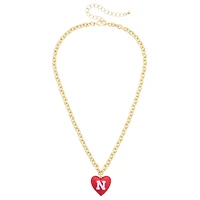 Women's CANVAS Style Nebraska Huskers Heart Necklace
