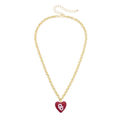 Women's CANVAS Style Oklahoma Sooners Heart Necklace