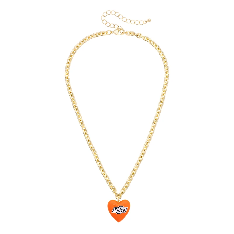 Women's CANVAS Style Oklahoma State Cowboys Heart Necklace