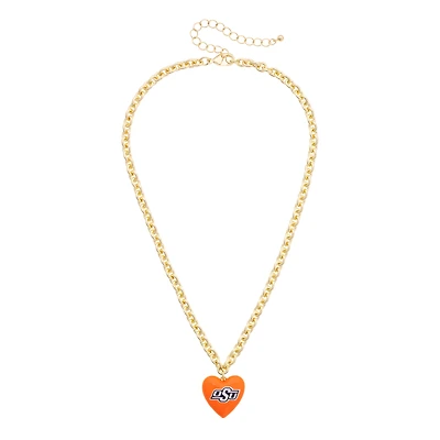 Women's CANVAS Style Oklahoma State Cowboys Heart Necklace