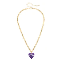 Women's CANVAS Style TCU Horned Frogs Heart Necklace