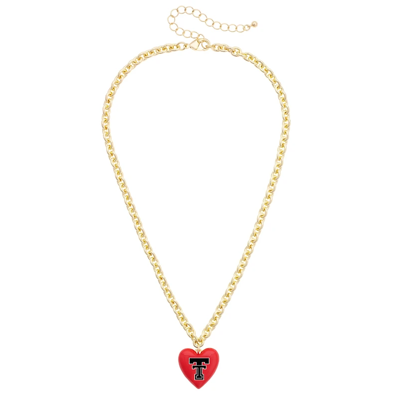 Women's CANVAS Style Texas Tech Red Raiders Heart Necklace