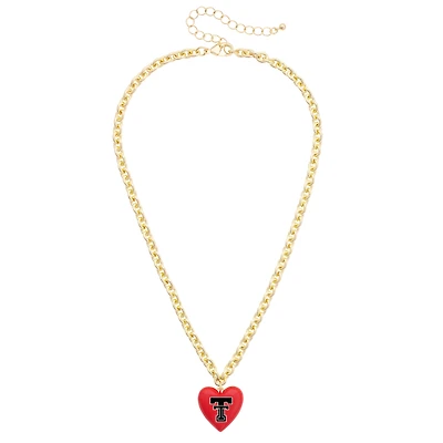 Women's CANVAS Style Texas Tech Red Raiders Heart Necklace