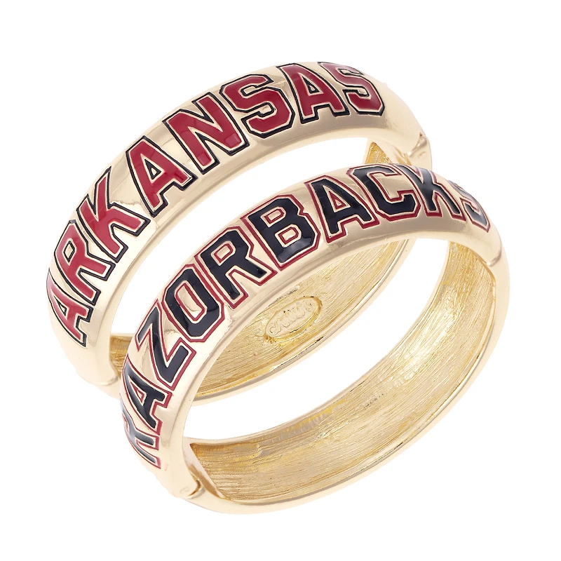 Women's CANVAS Style Arkansas Razorbacks Chunky Hinge Bangle Two-Piece Set