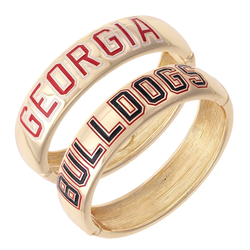 Women's CANVAS Style Georgia Bulldogs Chunky Hinge Bangle Two-Piece Set