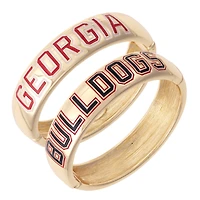 Women's CANVAS Style Georgia Bulldogs Chunky Hinge Bangle Two-Piece Set