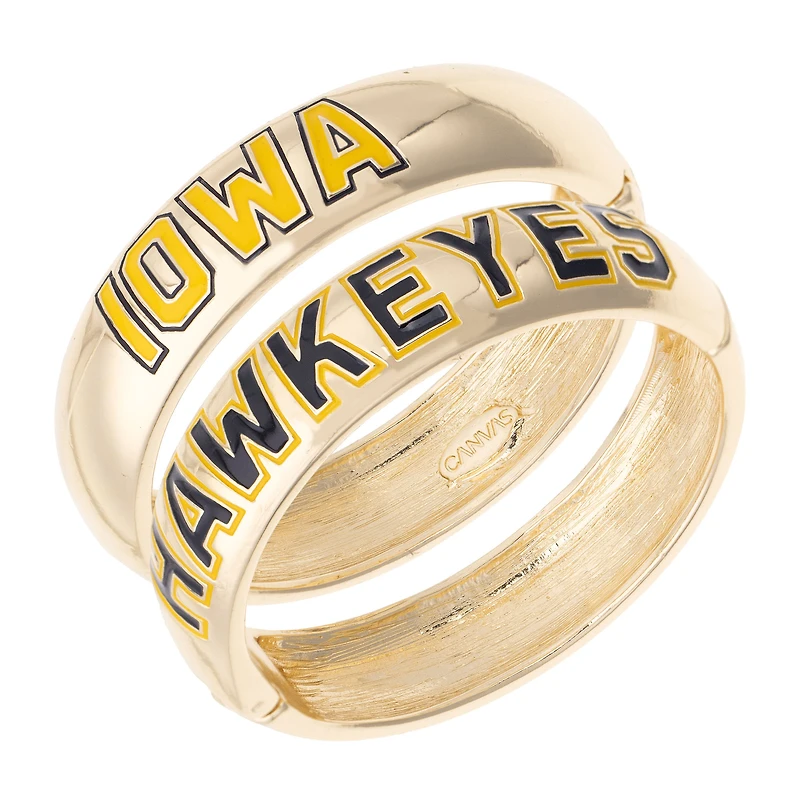Women's CANVAS Style Iowa Hawkeyes Chunky Hinge Bangle Two-Piece Set