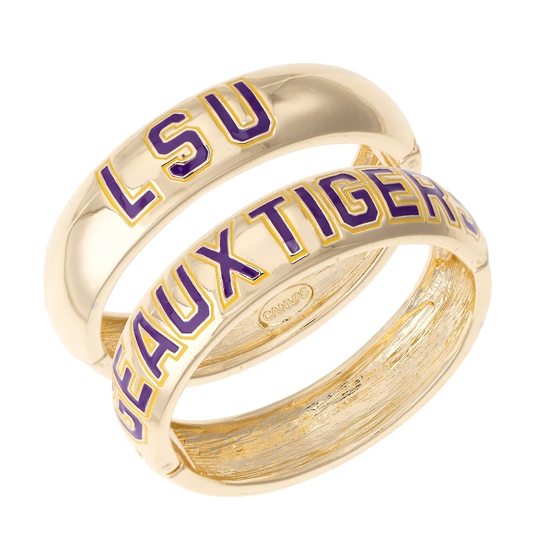Women's CANVAS Style LSU Tigers Chunky Hinge Bangle Two-Piece Set
