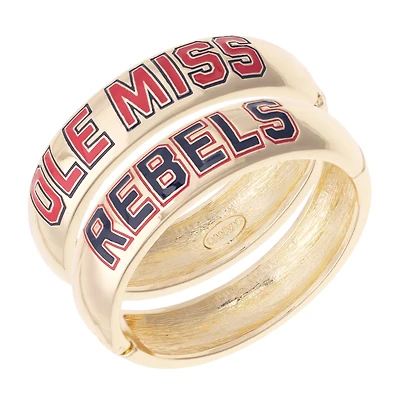 Women's CANVAS Style Ole Miss Rebels Chunky Hinge Bangle Two-Piece Set