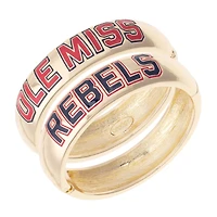 Women's CANVAS Style Ole Miss Rebels Chunky Hinge Bangle Two-Piece Set
