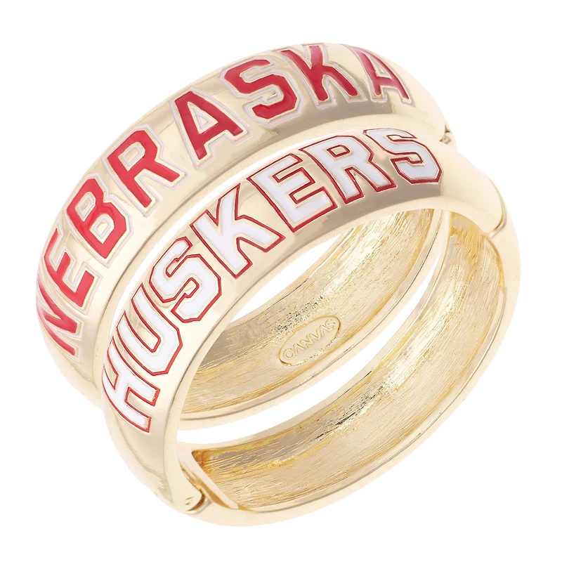 Women's CANVAS Style Nebraska Huskers Chunky Hinge Bangle Two-Piece Set