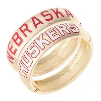 Women's CANVAS Style Nebraska Huskers Chunky Hinge Bangle Two-Piece Set