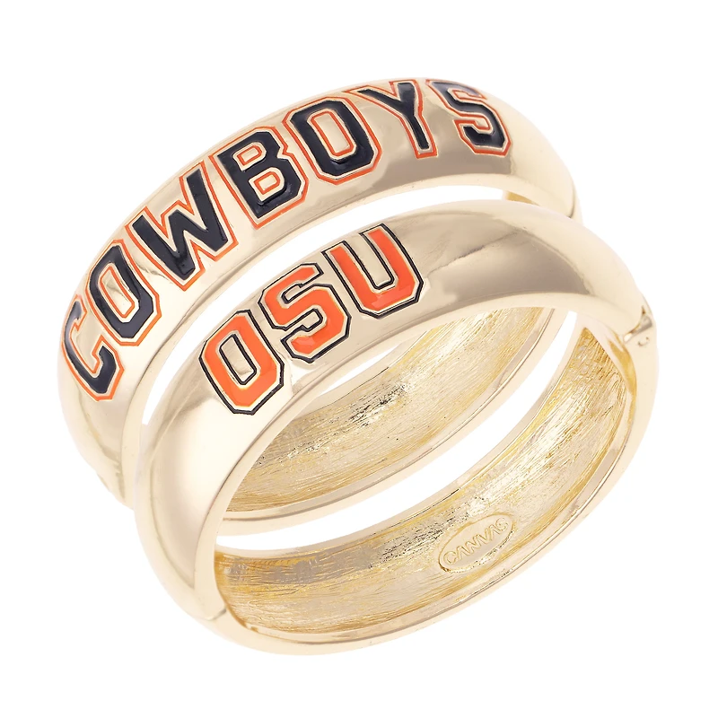Women's CANVAS Style Oklahoma State Cowboys Chunky Hinge Bangle Two-Piece Set
