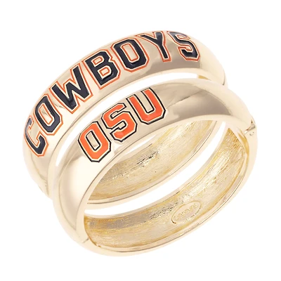 Women's CANVAS Style Oklahoma State Cowboys Chunky Hinge Bangle Two-Piece Set