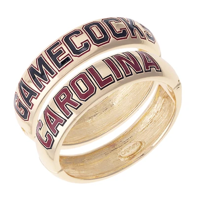 Women's CANVAS Style South Carolina Gamecocks Chunky Hinge Bangle Two-Piece Set