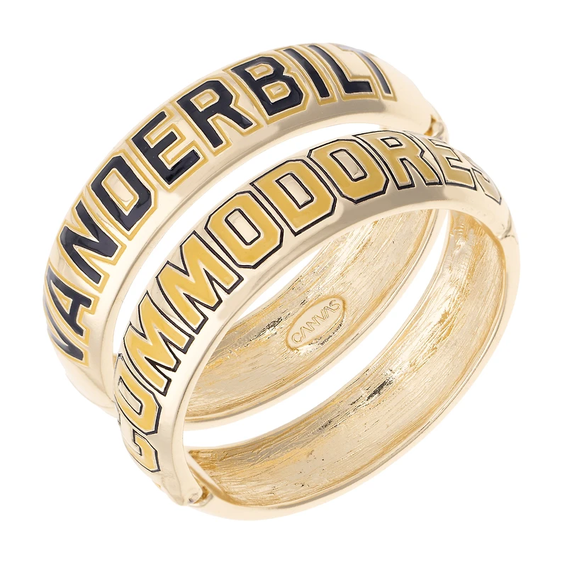 Women's CANVAS Style Vanderbilt Commodores Chunky Hinge Bangle Two-Piece Set