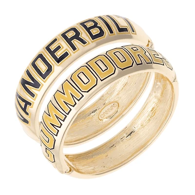 Women's CANVAS Style Vanderbilt Commodores Chunky Hinge Bangle Two-Piece Set
