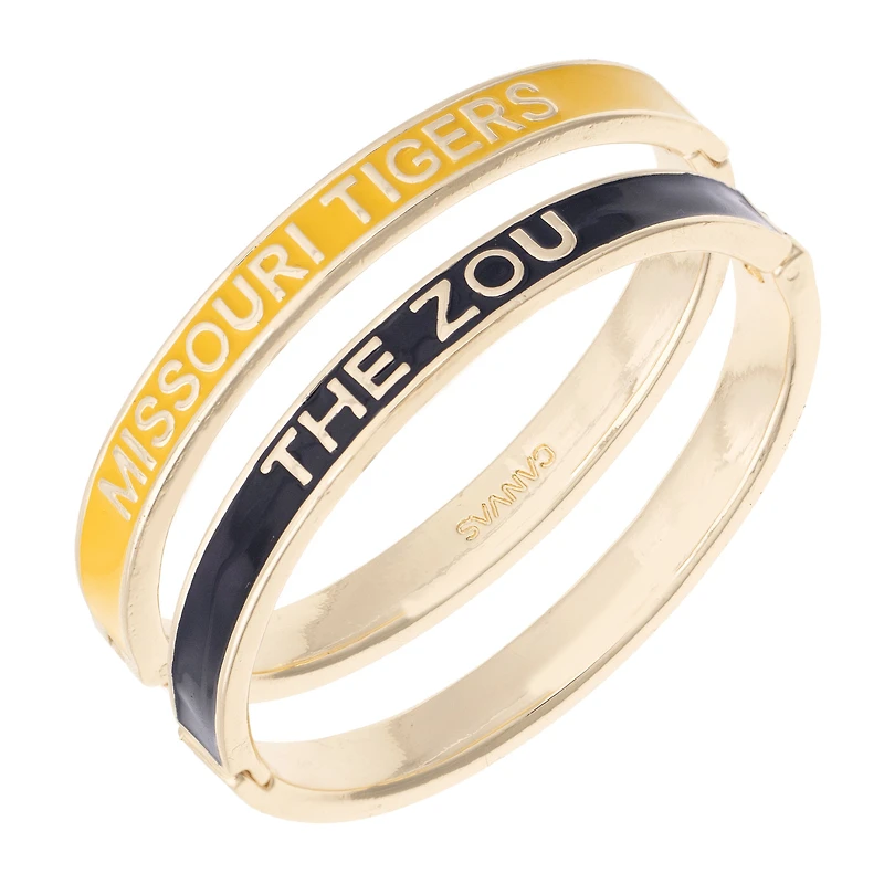 Women's CANVAS Style Missouri Tigers Skinny Hinge Bangle Two-Piece Set