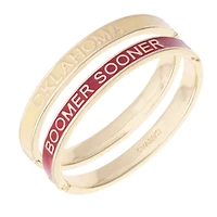 Women's CANVAS Style Oklahoma Sooners Skinny Hinge Bangle Two-Piece Set