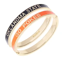Women's CANVAS Style Oklahoma State Cowboys Skinny Hinge Bangle Two-Piece Set