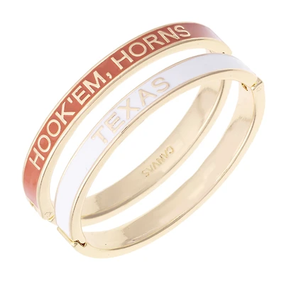 Women's CANVAS Style Texas Longhorns Skinny Hinge Bangle Two-Piece Set