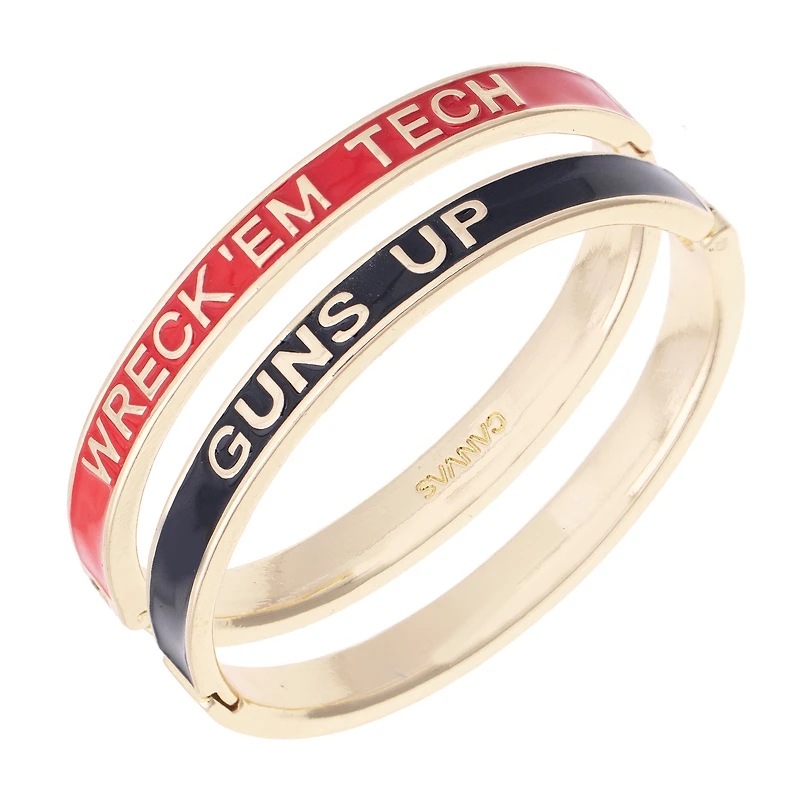 Women's CANVAS Style Texas Tech Red Raiders Skinny Hinge Bangle Two-Piece Set