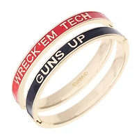 Women's CANVAS Style Texas Tech Red Raiders Skinny Hinge Bangle Two-Piece Set
