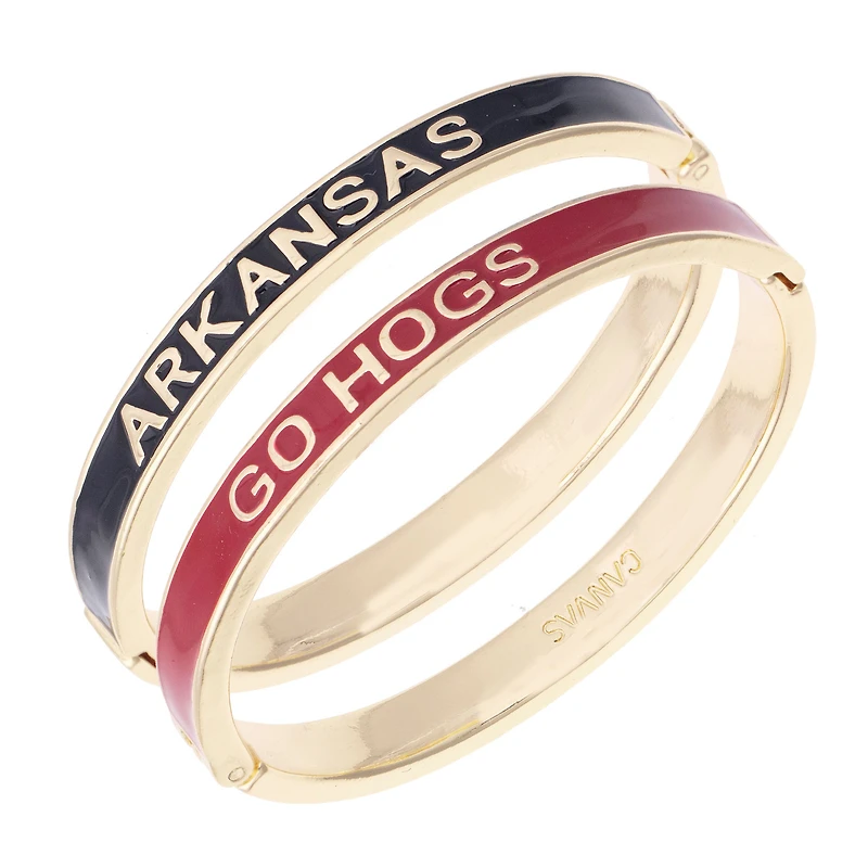 Women's CANVAS Style Arkansas Razorbacks Skinny Hinge Bangle Two-Piece Set