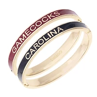 Women's CANVAS Style South Carolina Gamecocks Skinny Hinge Bangle Two-Piece Set