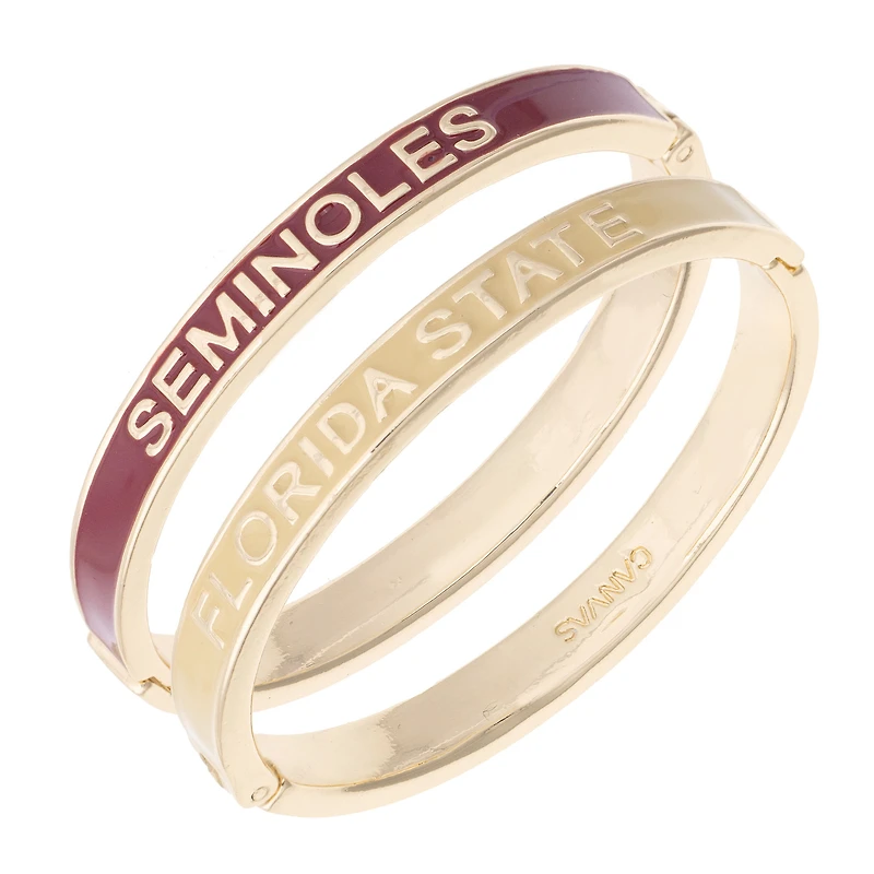 Women's CANVAS Style Florida State Seminoles Skinny Hinge Bangle Two-Piece Set