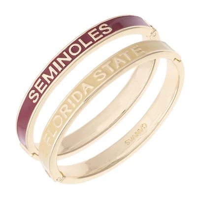 Women's CANVAS Style Florida State Seminoles Skinny Hinge Bangle Two-Piece Set