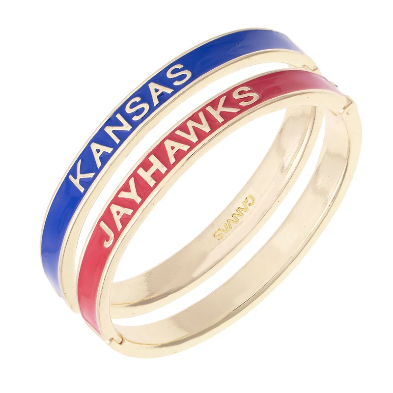 Women's CANVAS Style Kansas Jayhawks Skinny Hinge Bangle Two-Piece Set