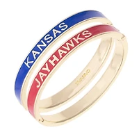 Women's CANVAS Style Kansas Jayhawks Skinny Hinge Bangle Two-Piece Set
