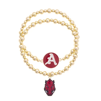 CANVAS Style Arkansas Razorbacks Stretch Ball Bead Bracelet Set of Two