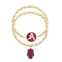 CANVAS Style Arkansas Razorbacks Stretch Ball Bead Bracelet Set of Two