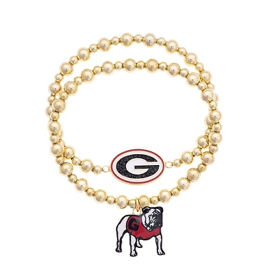 CANVAS Style Georgia Bulldogs Stretch Ball Bead Bracelet Set of Two