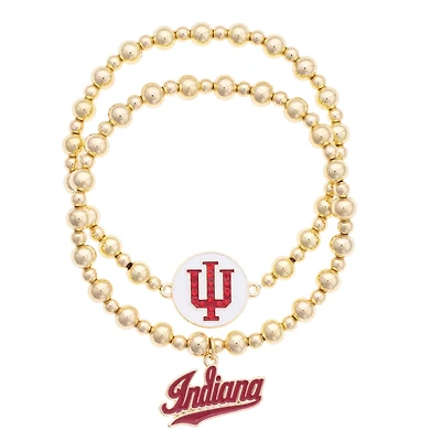 CANVAS Style Indiana Hoosiers Stretch Ball Bead Bracelet Set of Two
