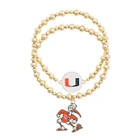CANVAS Style Miami Hurricanes Stretch Ball Bead Bracelet Set of Two