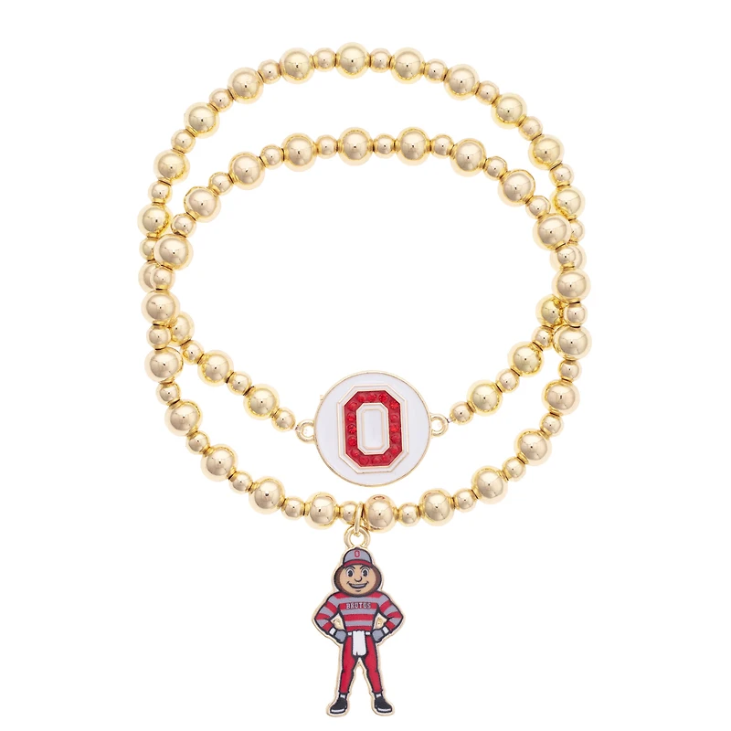 CANVAS Style Ohio State Buckeyes Stretch Ball Bead Bracelet Set of Two