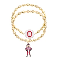 CANVAS Style Ohio State Buckeyes Stretch Ball Bead Bracelet Set of Two