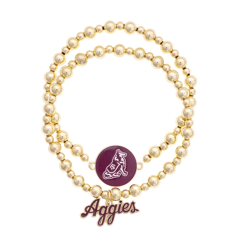 CANVAS Style Texas A&M Aggies Stretch Ball Bead Bracelet Set of Two