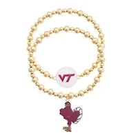 CANVAS Style Virginia Tech Hokies Stretch Ball Bead Bracelet Set of Two