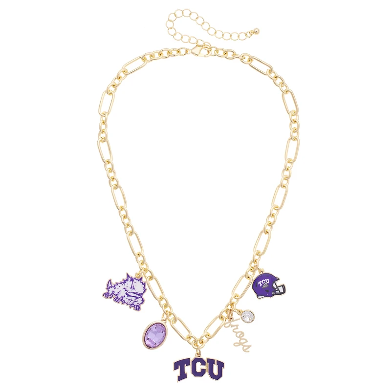 Women's CANVAS Style TCU Horned Frogs Game Day Charm Necklace