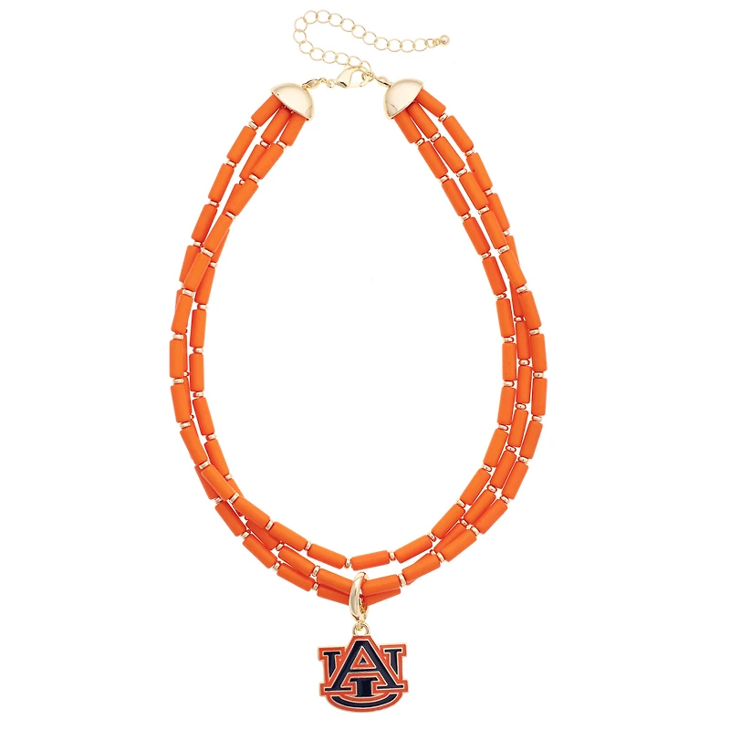 CANVAS Style Auburn Tigers Three-Row Beaded Necklace