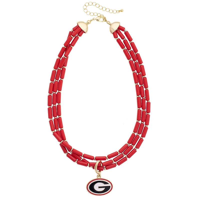 CANVAS Style Georgia Bulldogs Three-Row Beaded Necklace