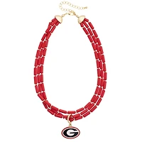 CANVAS Style Georgia Bulldogs Three-Row Beaded Necklace