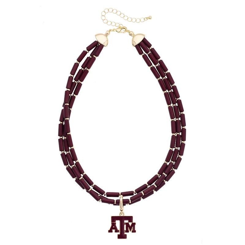 CANVAS Style Texas A&M Aggies Three-Row Beaded Necklace