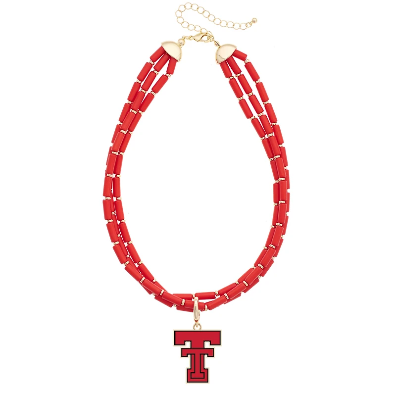 CANVAS Style Texas Tech Red Raiders Three-Row Beaded Necklace